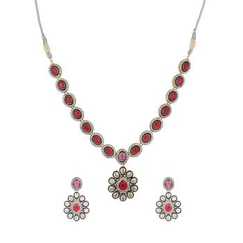 Maroon Victoria Cubic Zirconia Necklace Sets 4