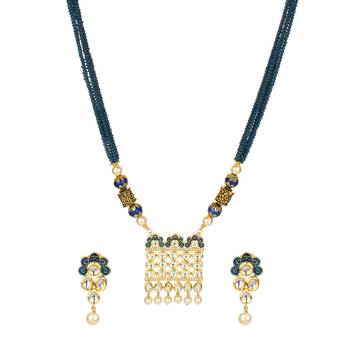 Blue Kundan  Agate Necklace Sets 2