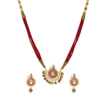 Maroon  Peacock Onyx Necklace Sets 2