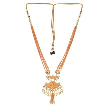 Trendy Peach Color Designer Onyx Necklace Sets 2