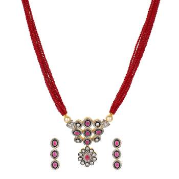 Designer Maroon Victorian Royal  Cubic Zirconia Necklace Sets 2