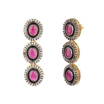 Designer Maroon Victorian Royal  Cubic Zirconia Necklace Sets 3