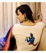 off white embroidered blended cotton readymade blouse