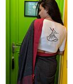 WHITE embroidered blended cotton readymade blouse