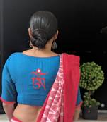 BLUE embroidered handloom cotton readymade blouse