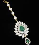 Green Emerald Diamond Maang Tikka