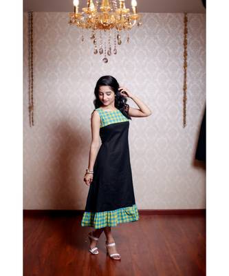 Black Cotton Aline dress 1