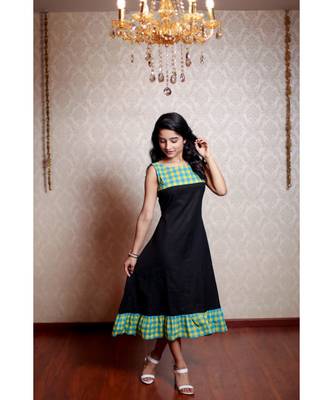 Black Cotton Aline dress 2
