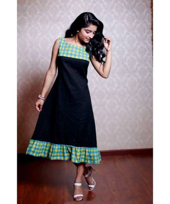 Black Cotton Aline dress 4