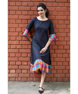 Black Cotton Aline dress 1