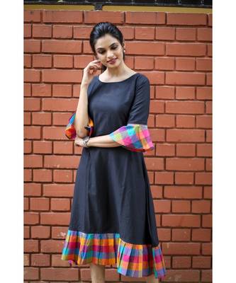 Black Cotton Aline dress 2