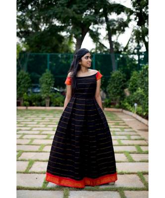 Black Cotton Fit and Flare Maxi 1