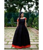 Black Cotton Fit and Flare Maxi