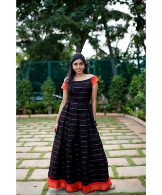Black Cotton Fit and Flare Maxi 2