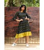 Black Ikkat Cotton Aline Dress
