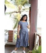 Blue chambray Fit and Flare Dress