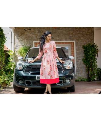 Peach Cotton Fit and Flare Dress 2