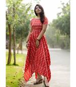 Red Cotton Fit and Flare Dress