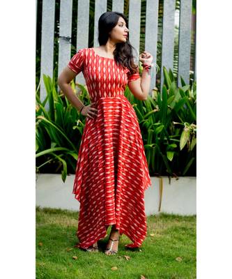 Red Cotton Fit and Flare Dress 2