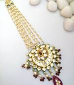 Maroon White Royal Kundan Maang Tikka