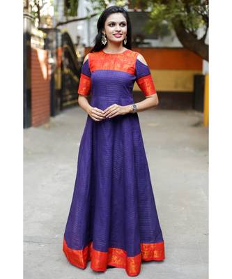 Purple Cotton Fit and Flare Dress 1