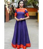 Purple Cotton Fit and Flare Dress