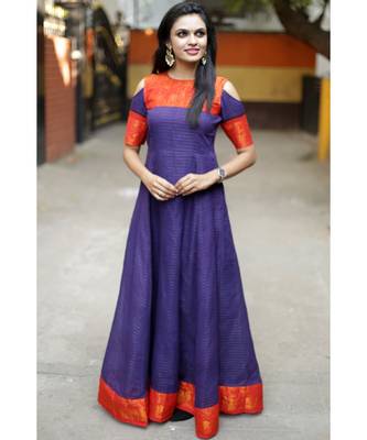 Purple Cotton Fit and Flare Dress 2