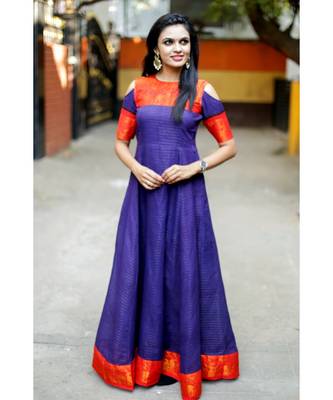 Purple Cotton Fit and Flare Dress 3