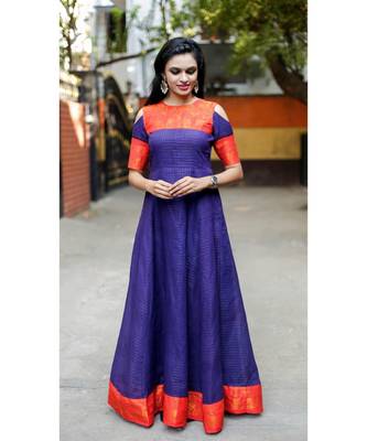 Purple Cotton Fit and Flare Dress 4