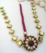 Maroon White Pacchi Kundan Rakhdi