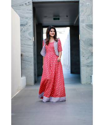 Peach Cotton Fit and Flare Dress 2