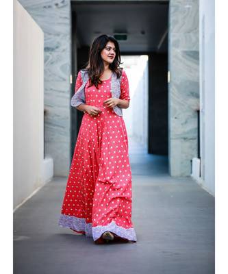 Peach Cotton Fit and Flare Dress 4