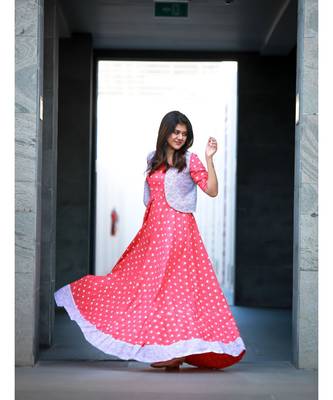 Peach Cotton Fit and Flare Dress 5