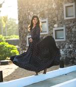 Dark Blue Rayon Fit and Flare Dress