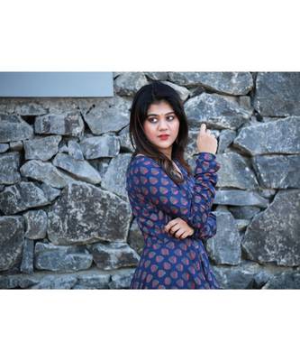 Dark Blue Rayon Fit and Flare Dress 5