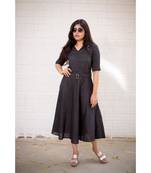 Black Cotton Fit and Flare Dress