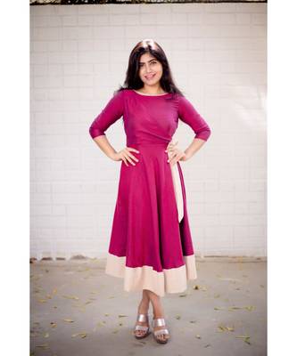Purple Rayon Fit and Flare Dress 1