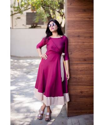 Purple Rayon Fit and Flare Dress 2