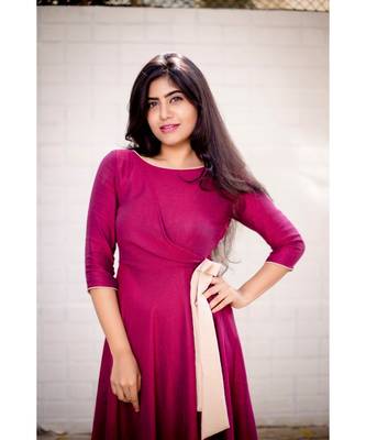 Purple Rayon Fit and Flare Dress 4