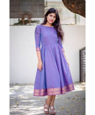 Lavender Cotton Fit and Flare  Dress 1
