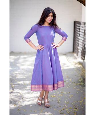 Lavender Cotton Fit and Flare  Dress 3