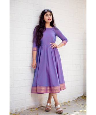 Lavender Cotton Fit and Flare  Dress 4