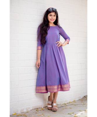 Lavender Cotton Fit and Flare  Dress 5