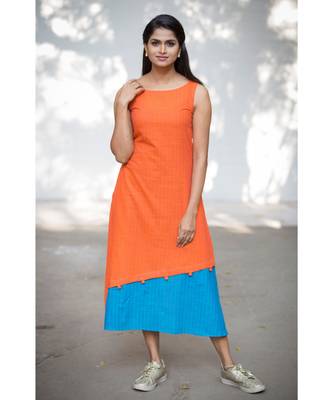 Orange Cotton Aline Dress 3
