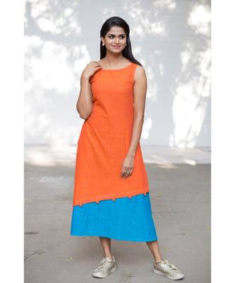 Orange Cotton Aline Dress 4