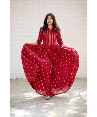 Maroon Rayon Fit and Flare Dress 3
