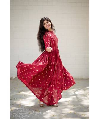 Maroon Rayon Fit and Flare Dress 5