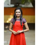 Orange Cotton Fit and Flare Dress