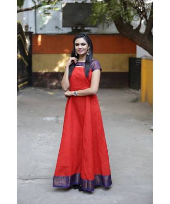 Orange Cotton Fit and Flare Dress 3