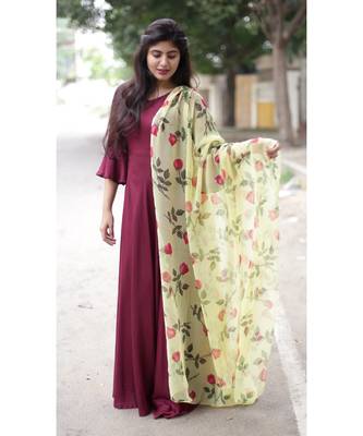 Wine Rayon Fit and Flare Kurta 1